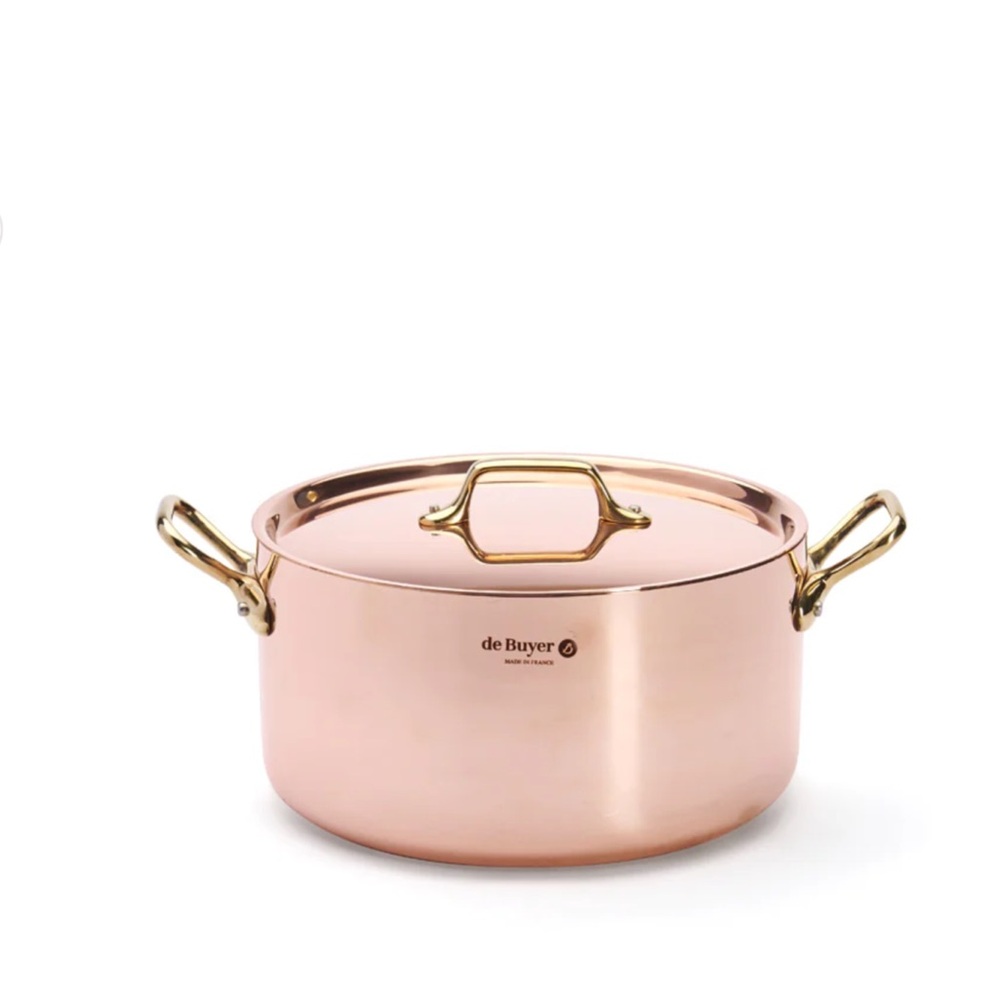 NWT de Buyer InoCuivre Service 5.5 Qt. Copper Sauce Pot with Cover 6447.24